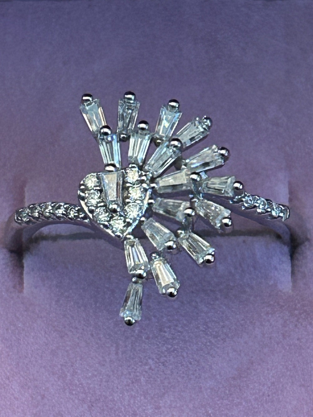 Unique 2.00CTW Mixed Cuts Moissanite Radiant Heartburst 925 SSilver Ring 💍 Sz9